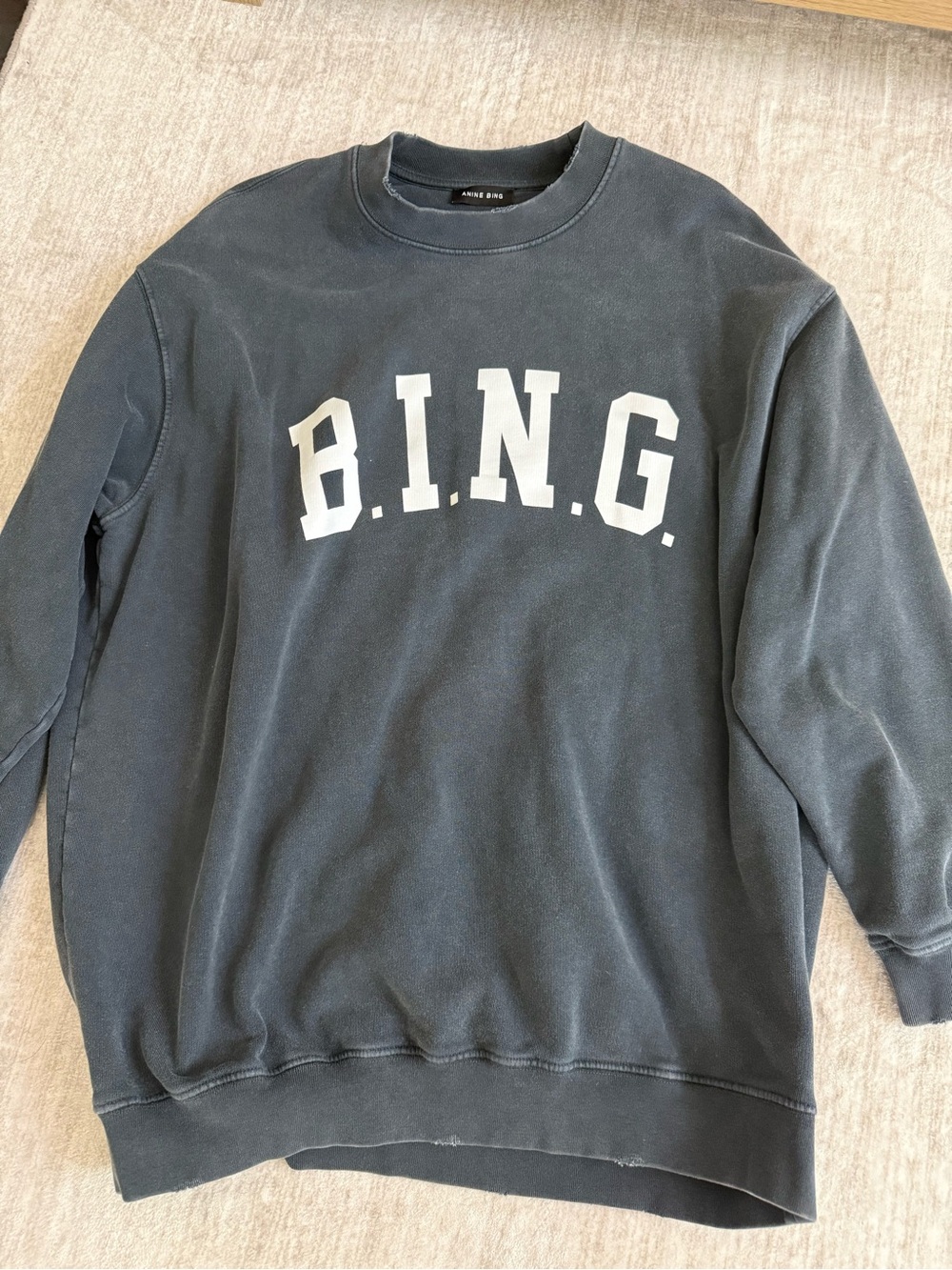 Anine Bing Black Crewneck Sweatshirt Sz XS